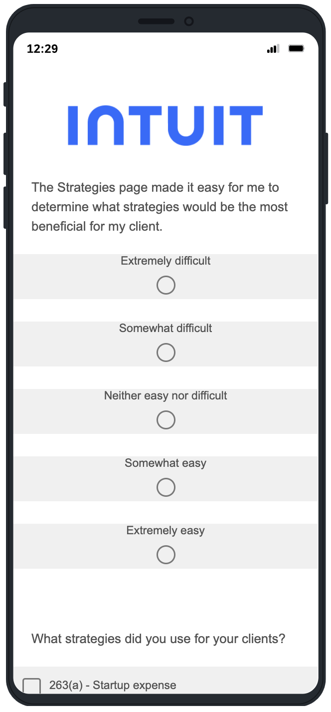 Weekly diary survey screen 1