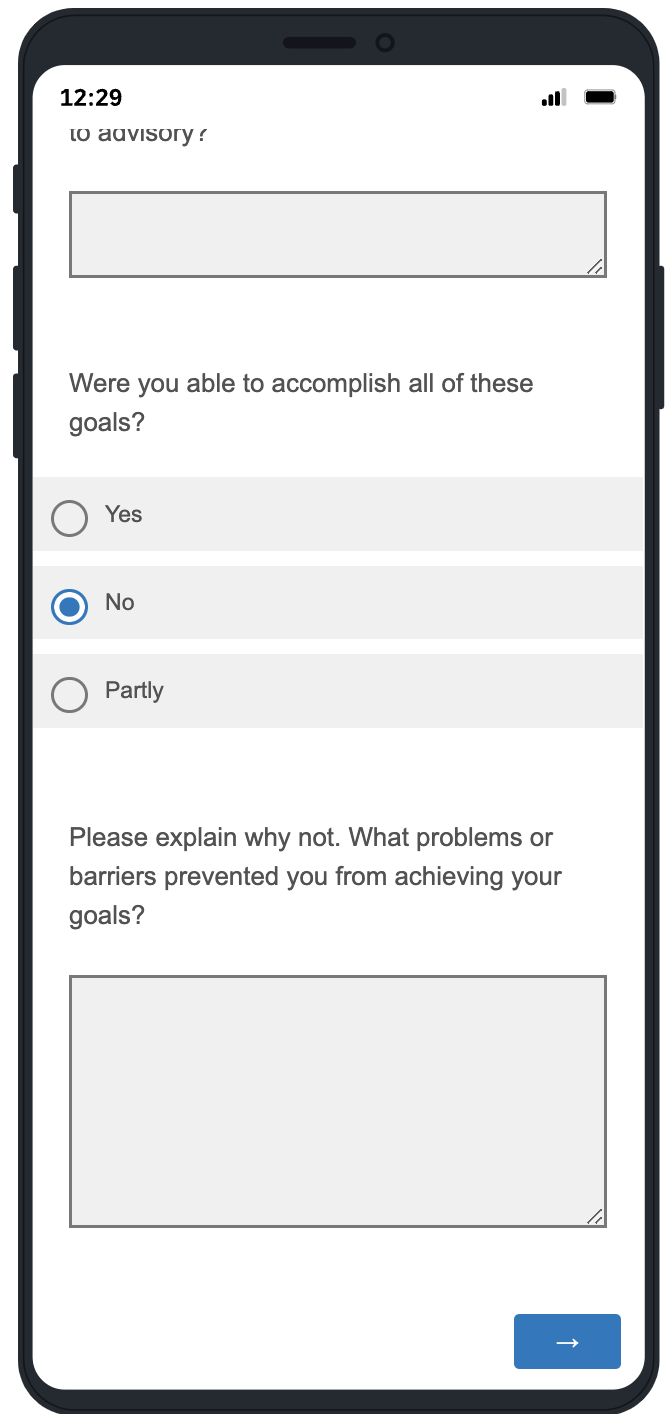 Weekly diary survey screen 3