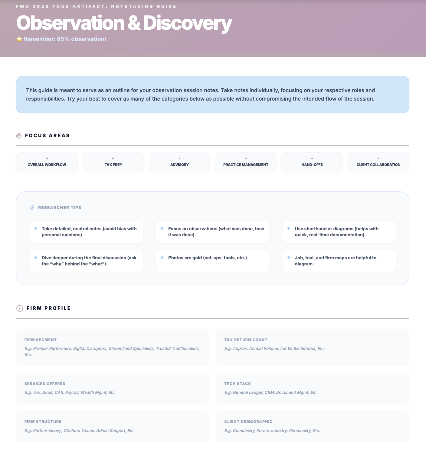 Observation & Discovery notetaking guide