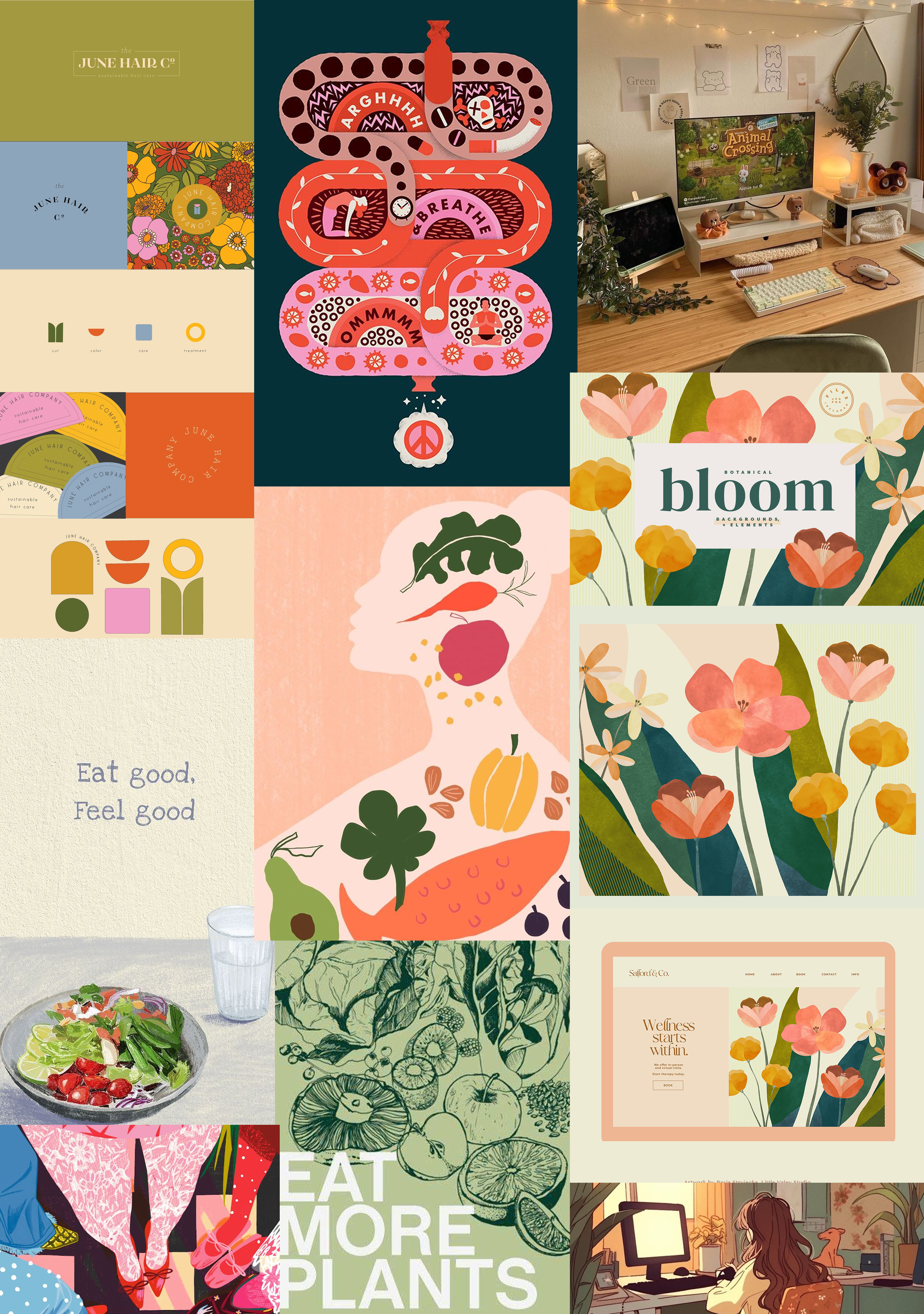 Plant Points moodboard — cozy, earthy, plant-forward aesthetic